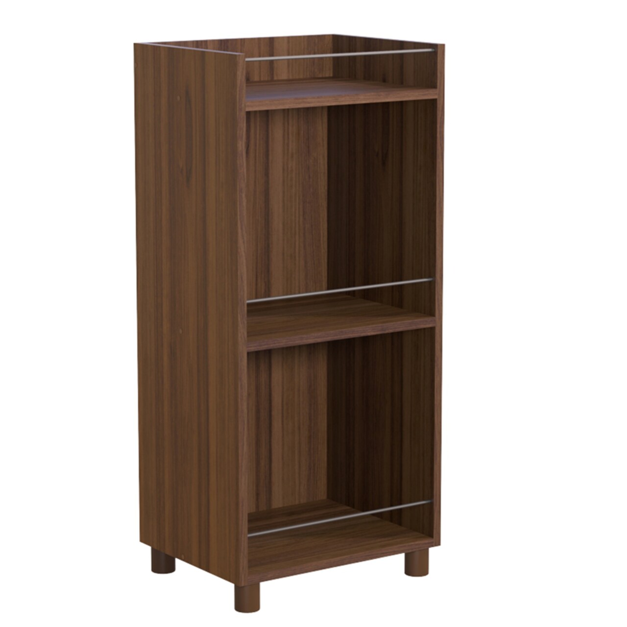 Saltoro Sherpi 34 Inch 3 Tier Wooden Curio Cabinet with Grain Details, Dark Brown,